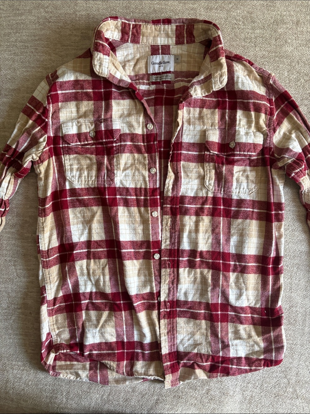 Goodfellow & Co Red and Cream Plaid Utility Shirt